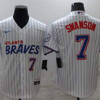 Men's Atlanta Braves Dansby Swanson #7 White Stitched Player Jersey1 City Edition