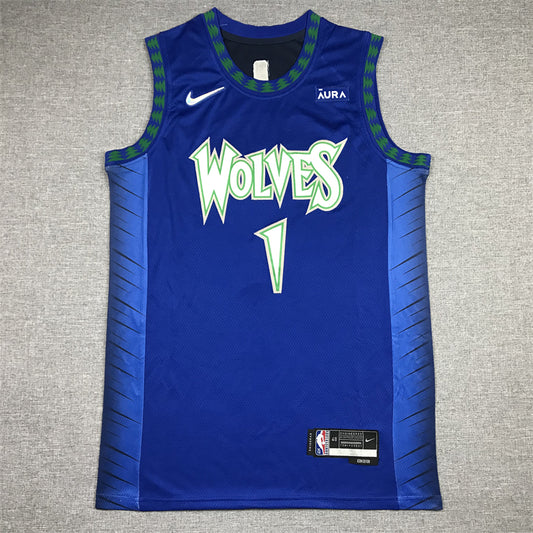 Men's Minnesota Timberwolves Anthony Edwards Blue/Navy Swingman Jersey1