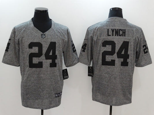 Men's Las Vegas Raiders Marshawn Lynch #24 Gray Game Jersey1