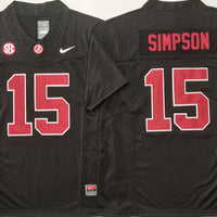 Men's Alabama Crimson Ty Simpson #15 Black Player Jersey