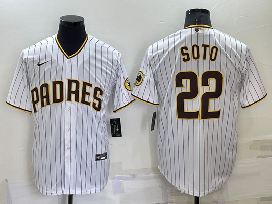 Men's San Diego Padres Juan Soto #22 White Home Replica Player Jersey1