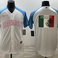 Men's 2023 World Baseball Classic Mexico White/Blue Alternate Game Jersey1