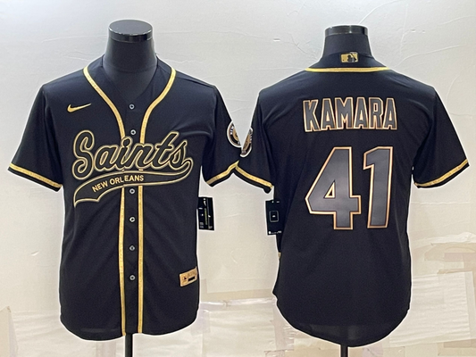 Men's New Orleans Saints Alvin Kamara #41 Black Game Player Jersey1 Joint Edition