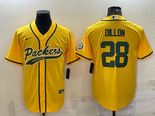 Men's Green Bay Packers AJ Dillon #28 Gold Inverted Team Game Jersey1 Joint Edition