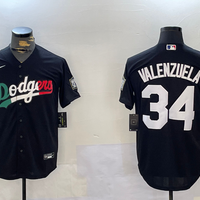 Men's Los Angeles Dodgers Fernando Valenzuela #34 Black Replica Player Name Jersey1