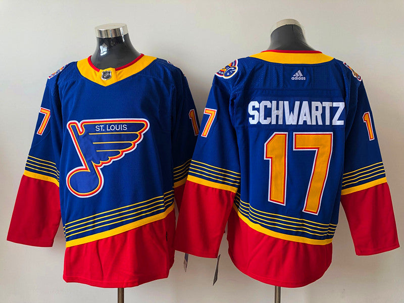 Men's St. Louis Blues Jaden Schwartz #17 Blue Breakaway Player Jersey1