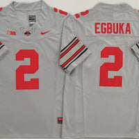 Men's Ohio State Buckeyes Emeka Egbuka #2 Gray Player Jersey