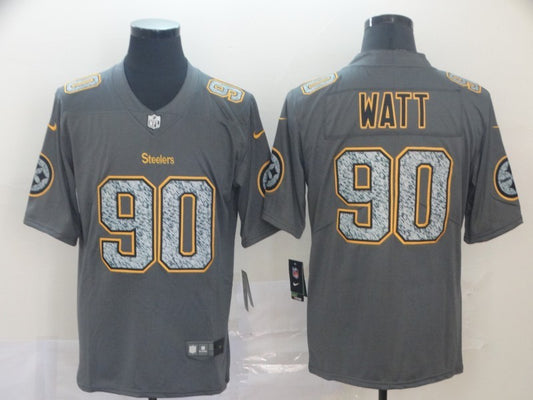 Men's Pittsburgh Steelers T.J. Watt #90 Gray Player Game Jersey1