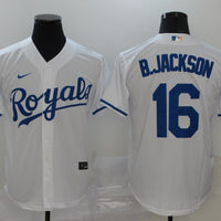 Men's Kansas City Royals Bo Jackson #16 White Replica Baseball Jersey1