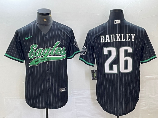 Men's Philadelphia Eagles Saquon Barkley #26 Black Team Game Jersey1 Joint Edition