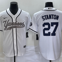 Men's New York Yankees Giancarlo Stanton #27 White Player Jersey1 Joint Edition