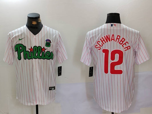 Men's Philadelphia Phillies Kyle Schwarber #12 White Limited Player Jersey1