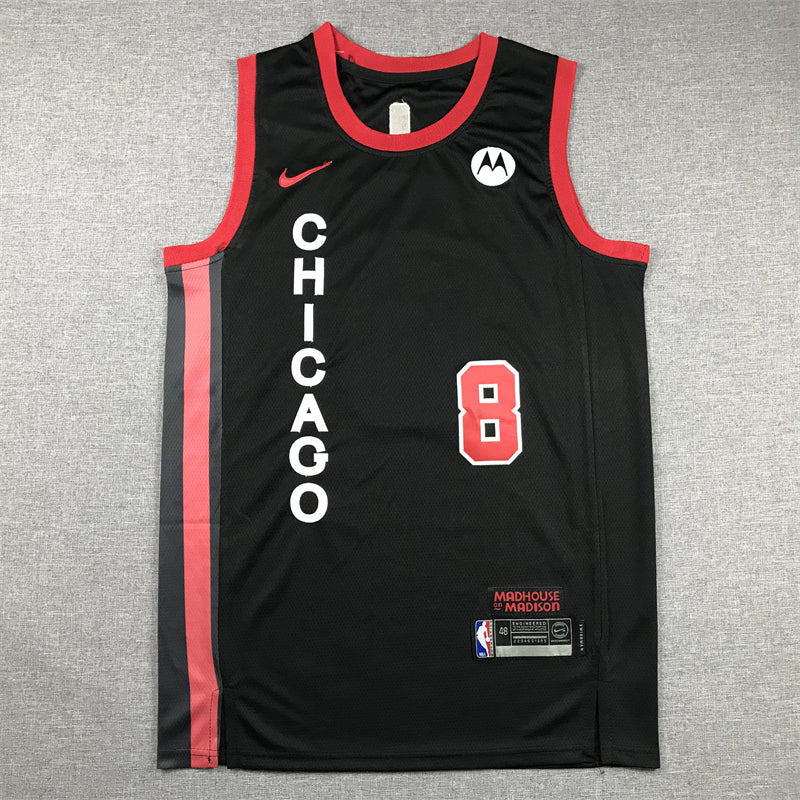 Men's Chicago Bulls Zach LaVine #8 Black 2023/24 Swingman Jersey1 - City Edition