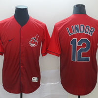 Men's Cleveland Guardians Francisco Lindor #12 Red Gradient Replica Jersey1