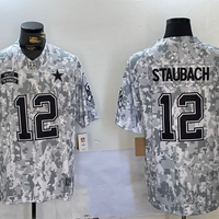 Men's Dallas Cowboys Roger Staubach #12 Arctic Camo 2024 Salute to Service Retired Player Limited Jersey1