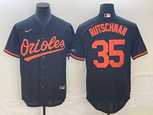 Men's Baltimore Orioles Adley Rutschman #35 Black Alternate Replica Player Jersey1