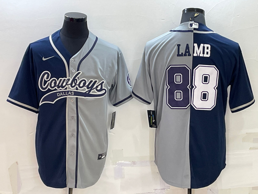 Men's Dallas Cowboys CeeDee Lamb #88 Navy/Gray Game Jersey1 Joint Edition