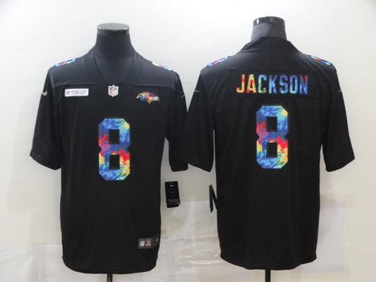 Men's Baltimore Ravens Lamar Jackson #8 Black Player Game Jersey1