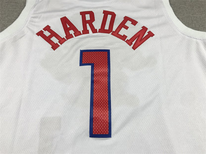 Men's Philadelphia 76ers James Harden #1 White 2022/23 Swingman Jersey1 - City Edition