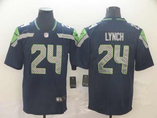 Men's Seattle Seahawks Marshawn Lynch #24 Navy Game Player Jersey1