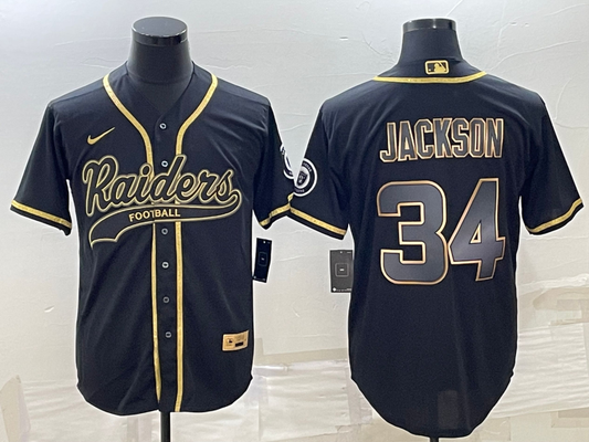Men's Las Vegas Raiders Bo Jackson #34 Black Game Player Jersey1 Joint Edition
