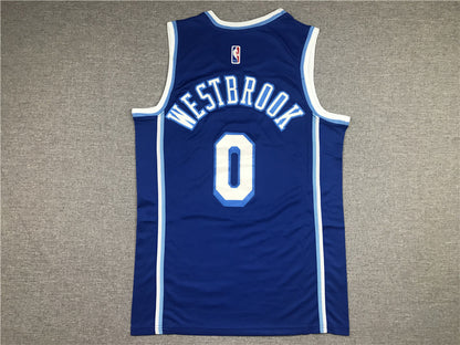 Men's Los Angeles Lakers Russell Westbrook Blue Hardwood Classic Swingman Jersey1