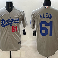 Men's Los Angeles Dodgers Clay Klein #61 Gray Road Replica Player Jersey