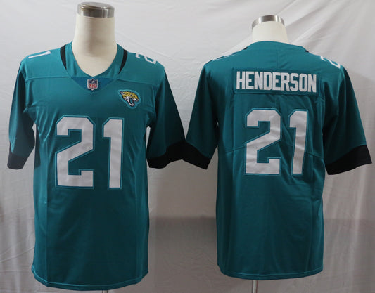 Men's Jacksonville Jaguars CJ Henderson #21 Teal Game Player Jersey1