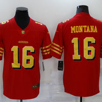 Men's San Francisco 49ers Joe Montana #16 Red Player Game Jersey1
