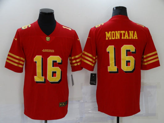 Men's San Francisco 49ers Joe Montana #16 Red Player Game Jersey1