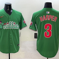 Men's Philadelphia Phillies Bryce Harper #3 Green Replica Team Jersey1