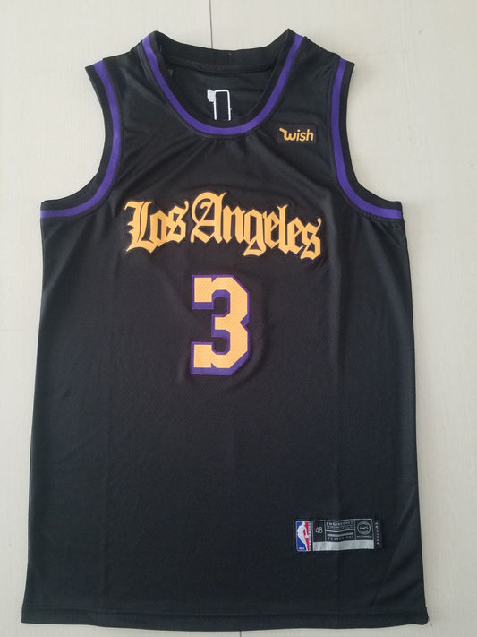 Men's Los Angeles Lakers Anthony Davis Black #3 Swingman Jersey1