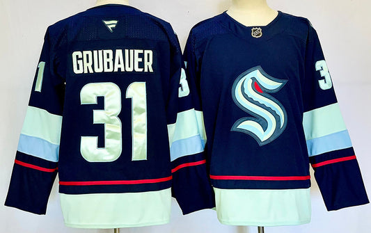 Men's Seattle Kraken Philipp Grubauer #31 Fanatics Navy Home Breakaway Player Jersey