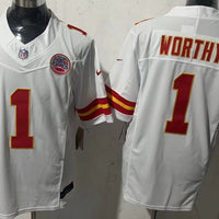 Men's Kansas City Chiefs Xavier Worthy #1 White Player Game Jersey