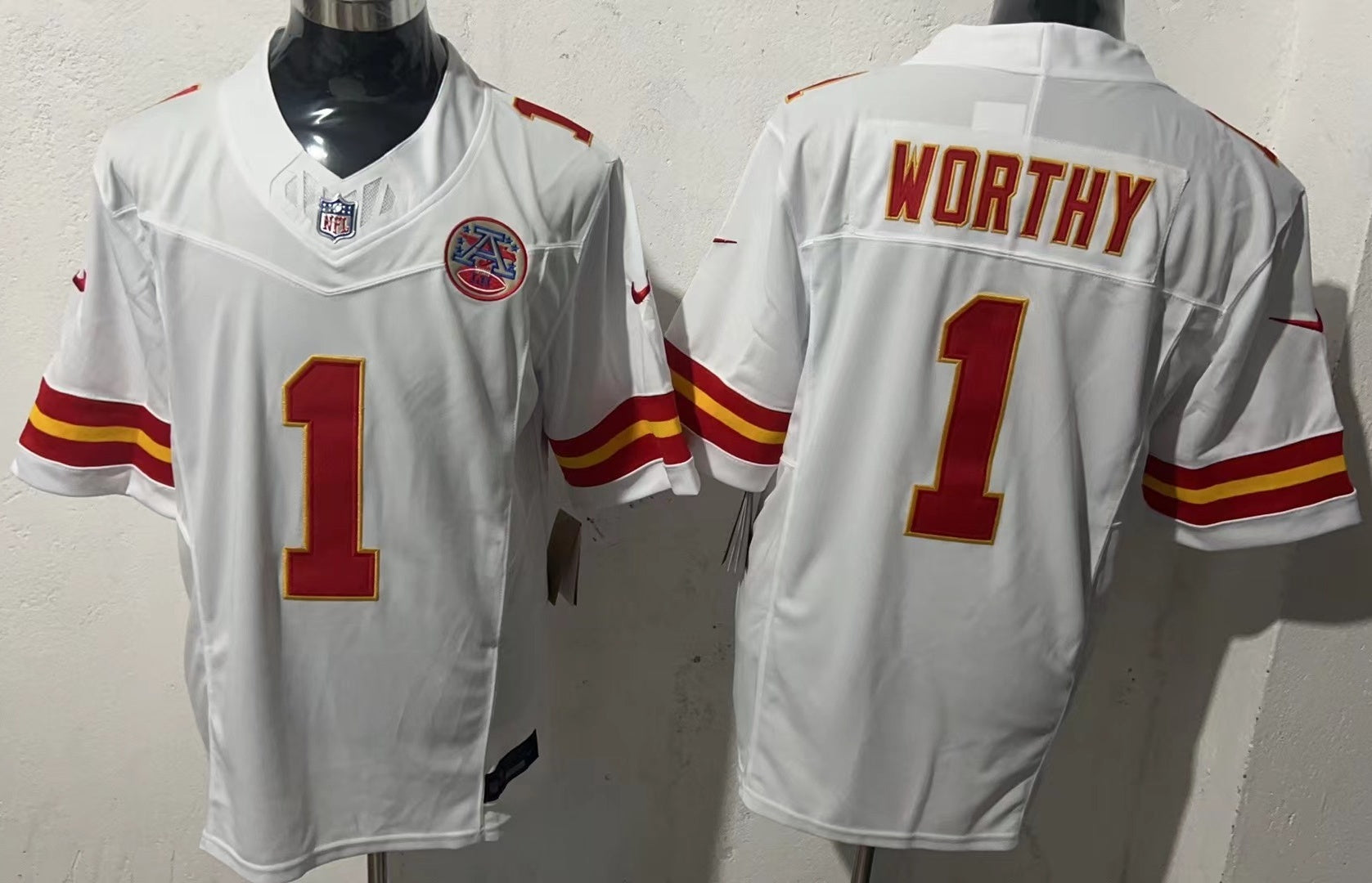 Men's Kansas City Chiefs Xavier Worthy #1 White Player Game Jersey