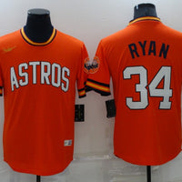Men's Houston Astros Nolan Ryan #34 Orange Replica Player Jersey1