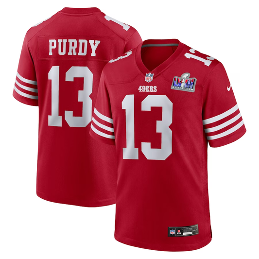 Men's San Francisco 49ers Brock Purdy #13 Scarlet Super Bowl LVIII Game Jersey1