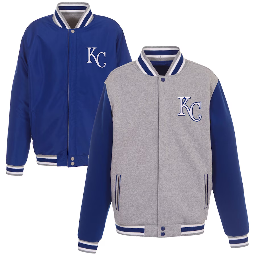 Men's Kansas City Royals JH Design Reversible Fleece Full-Snap Jacket