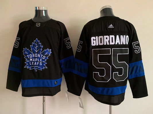 Men's Toronto Maple Leafs Mark Giordano #55 Black Player Game Jersey1