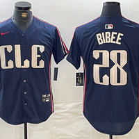 Men's Cleveland Guardians Tanner Bibee #28 Navy 2024 City Connect Limited Jersey1