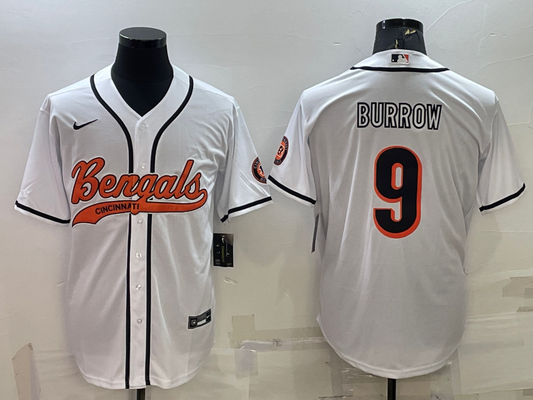 Men's Cincinnati Bengals Joe Burrow #9 White Fashion Game Jersey1