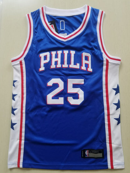Men's Philadelphia 76ers Ben Simmons #25 Blue Fast Break Replica Jersey1