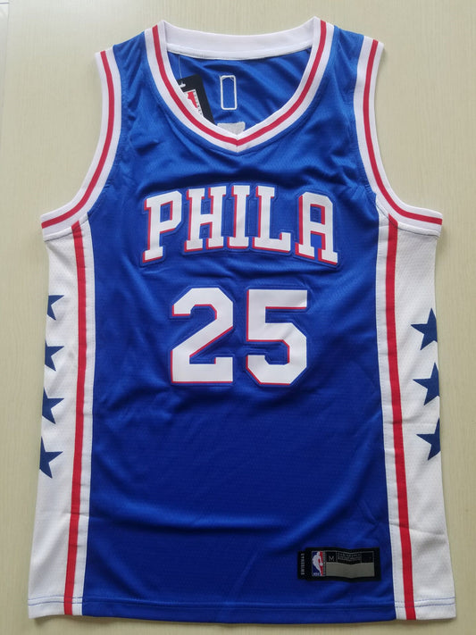 Men's Philadelphia 76ers Ben Simmons #25 Blue Fast Break Replica Jersey1