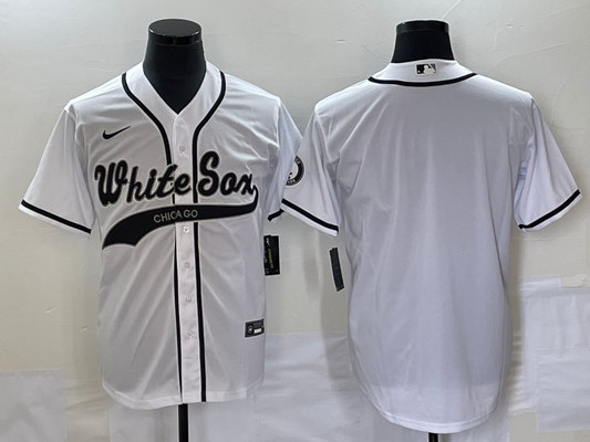 Men's Chicago White Sox White Replica Blank Jersey1 Joint Edition