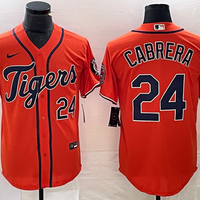 Men's Detroit Tigers Miguel Cabrera #24 Orange Replica Baseball Jersey1
