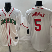 Men's Mexico Baseball Alek Thomas #5 White 2026 World Baseball Classic Stadium Jersey