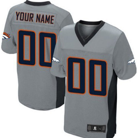 Custom1 Denver Broncos Gray Shadow Elite Jersey1 Stitched Jersey1 American Football Jerseys