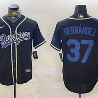 Men's Los Angeles Dodgers Teoscar Hernandez #37 Black Replica Player Jersey1