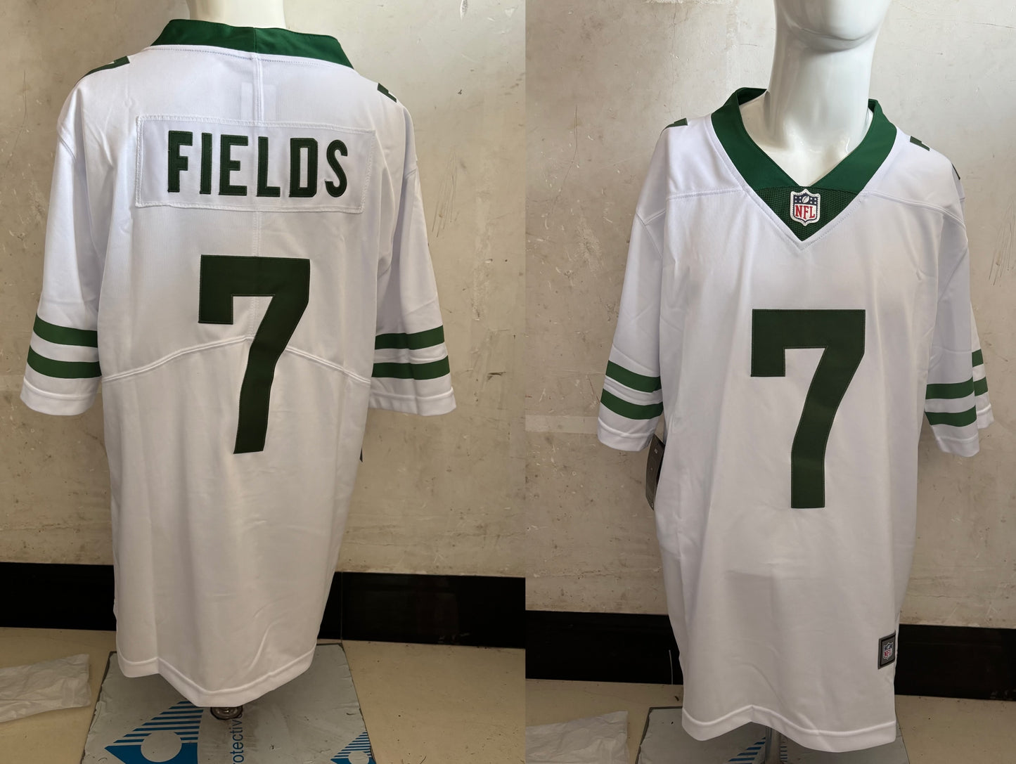 Men's New York Jets Justin Fields #7 Legacy White Game Jersey