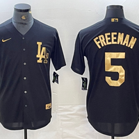 Men's Los Angeles Dodgers Freddie Freeman #5 Black Limited Player Jersey1